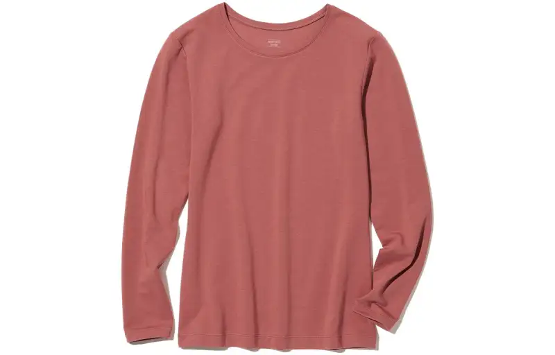 UNIQLO T Shirts Women's Peach Pink Crew Neck Moderate Other