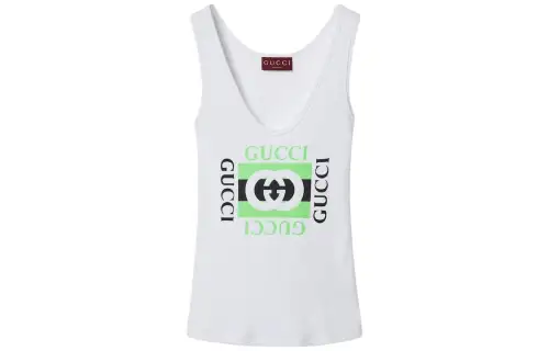 GUCCI Tank Tops Women's White V Neck Moderate Other