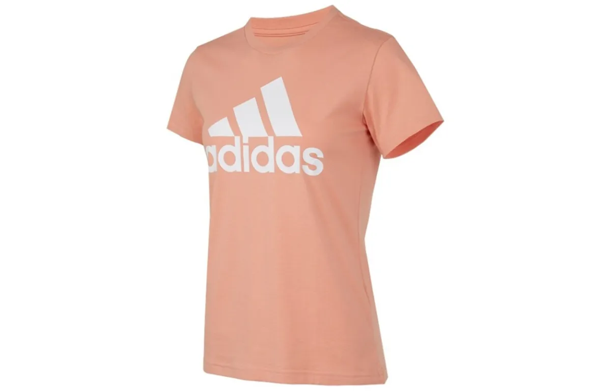 Adidas T-Shirts Women's Pink Crew Neck Moderate Straight Fit