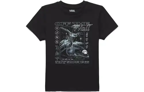 Vans T Shirts Women's Black Crew Neck Moderate Straight Fit