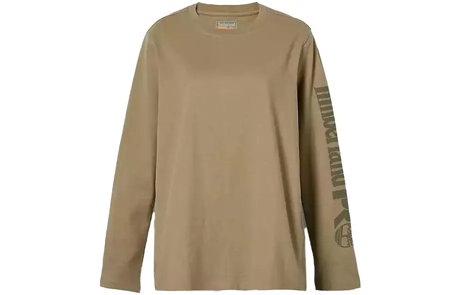 Timberland T-Shirts Women's Khaki Crew Neck Moderate Straight Fit