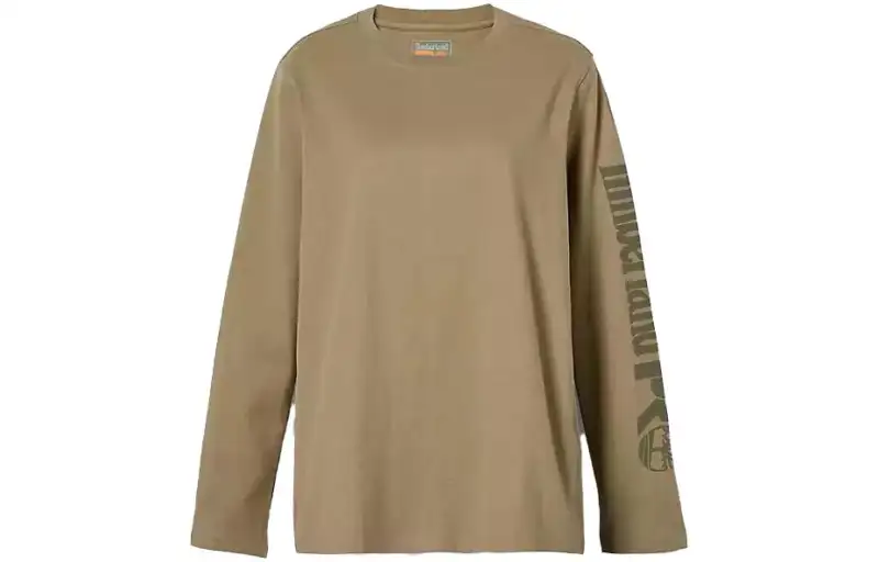 Timberland T Shirts Women's Khaki Crew Neck Moderate Straight Fit