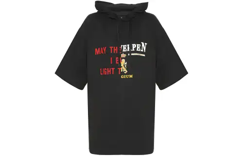 Vetements T Shirts Women's Black Hooded Moderate Straight Fit