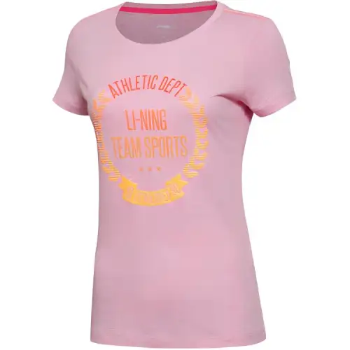 Li Ning T Shirt Women's Heather Gray With Bright Pink