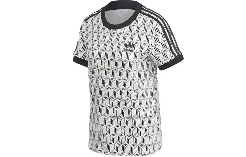Adidas Originals T Shirts Women's Black/White Crew Neck Moderate Straight Fit
