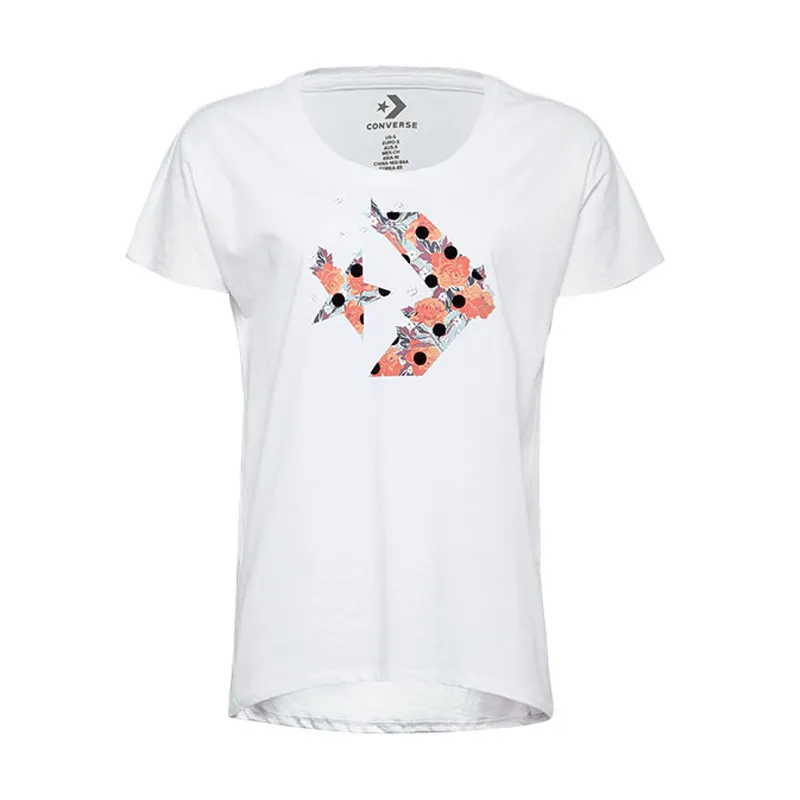 Converse T-Shirts Women's White Crew Neck Moderate