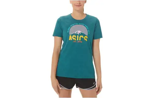 ASICS ADVENTURE CREW T Shirts Women's Navy Blue Crew Neck Moderate Straight Fit