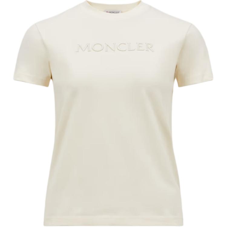 Женская футболка Moncler с вышитым логотипом (белая)