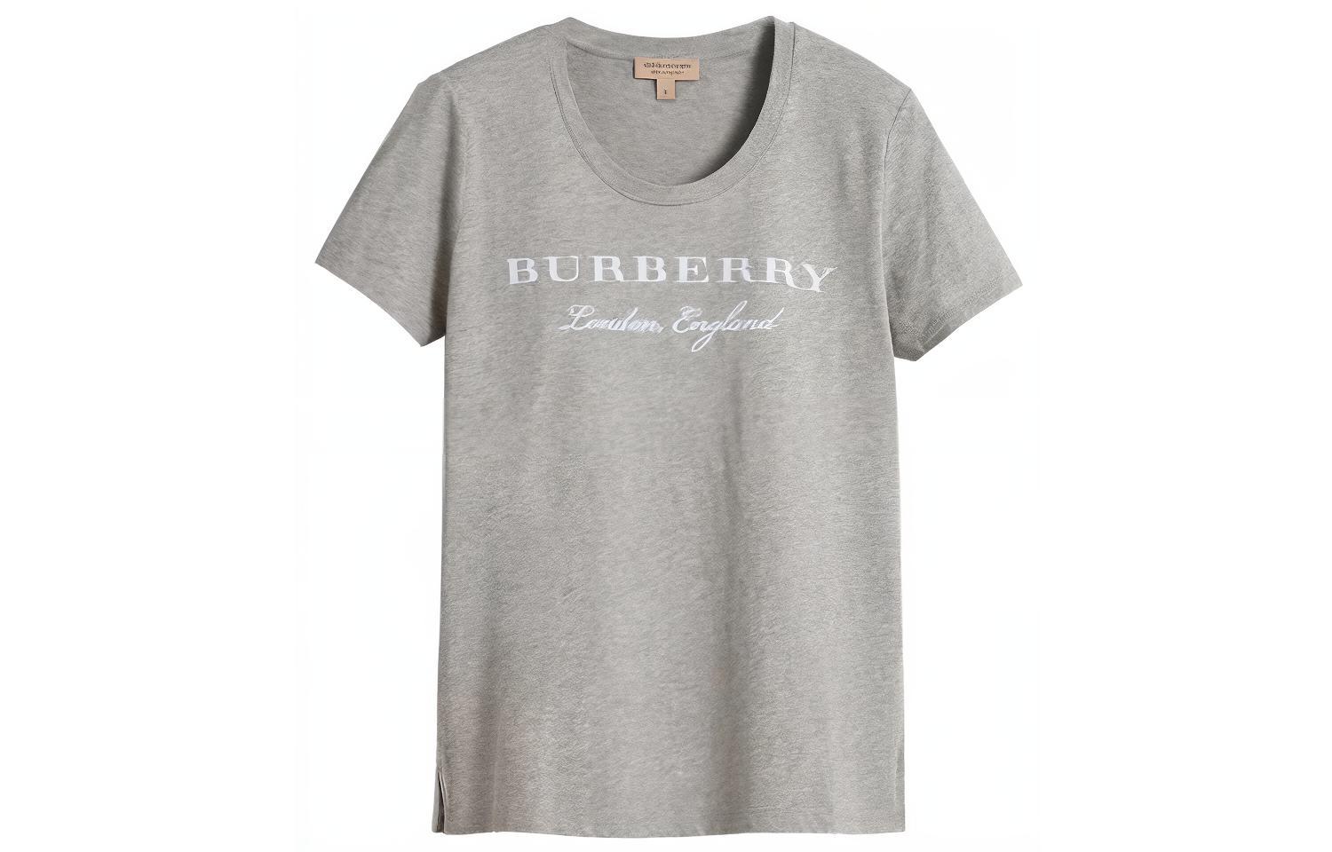Женская футболка Burberry Letter Logo (серая)