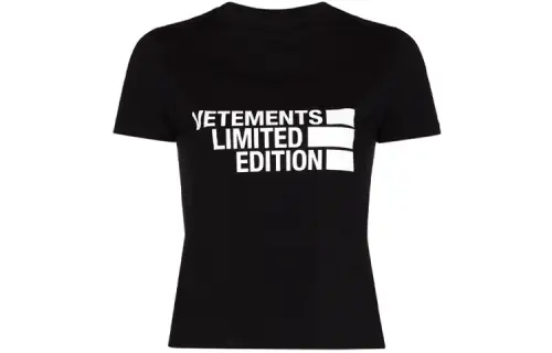 Vetements T Shirts Women's Black Crew Neck Moderate Straight Fit