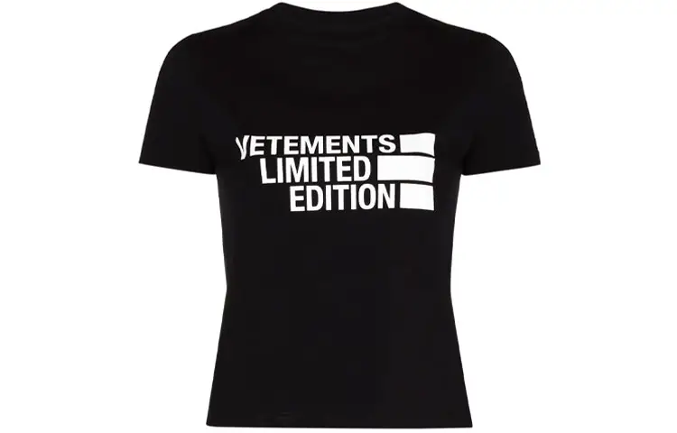 Vetements T Shirts Women's Black Crew Neck Moderate Straight Fit