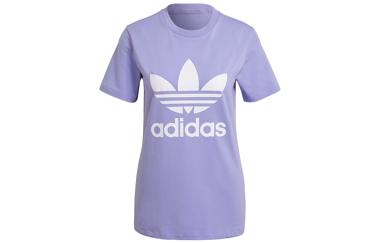 Женская футболка adidas originals trefoil tee logo (фиолетовый) — фото 1