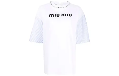MIU MIU T Shirts Women's White Crew Neck Moderate Straight Fit