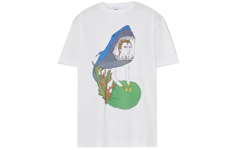 Burberry T Shirts Women's White Crew Neck Moderate Straight Fit