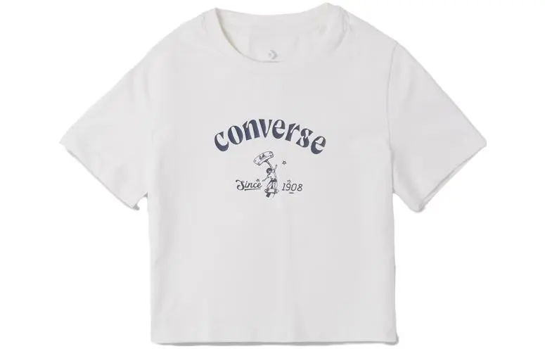Converse T-Shirts Women's White Crew Neck Moderate Straight Fit