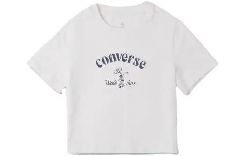 Converse T Shirts Women's White Crew Neck Moderate Straight Fit