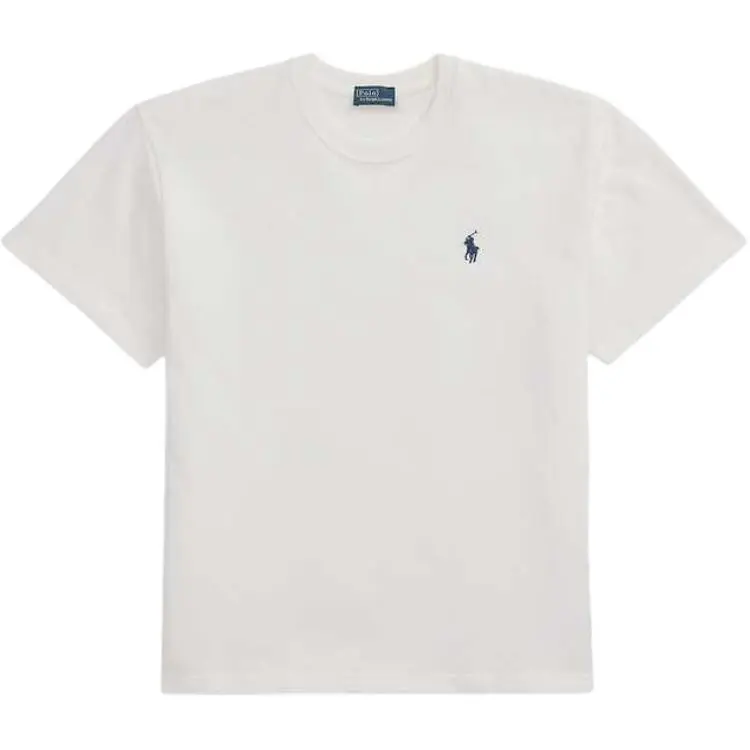 Polo Ralph Lauren SS25 Solid Color Crew Neck Pony Logo Short Sleeved T Shirt Women's White Loose Fit