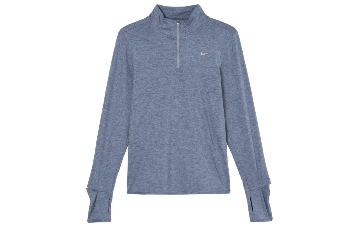 Nike Dri-Fit T-Shirts Women's Blue Stand Collar Moderate Straight Fit