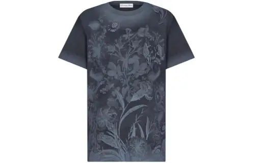 DIOR Quarterly New Products T Shirts Women's Blue Crew Neck Moderate Straight Fit