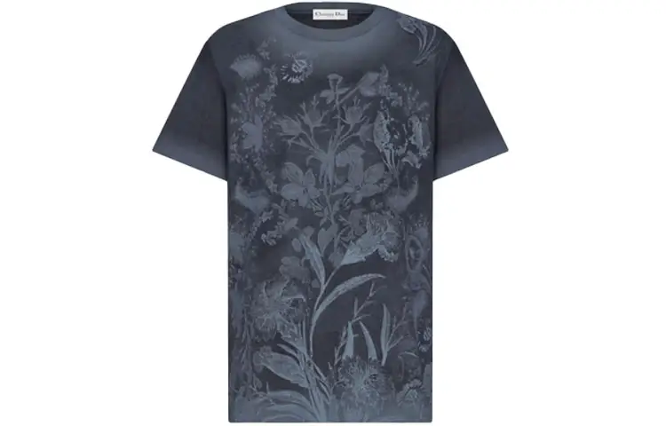 DIOR Quarterly New Products T Shirts Women's Blue Crew Neck Moderate Straight Fit
