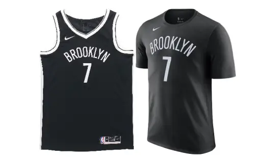 Nike NBA Numbers and Letters Printed Pullover Basketball Vest Casual Short-Sleeved Basketball Suit 20-21 Season Brooklyn Nets Durant No. 7 Men's Black