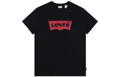 Levis T Shirts Women's Black Crew Neck Moderate Straight Fit
