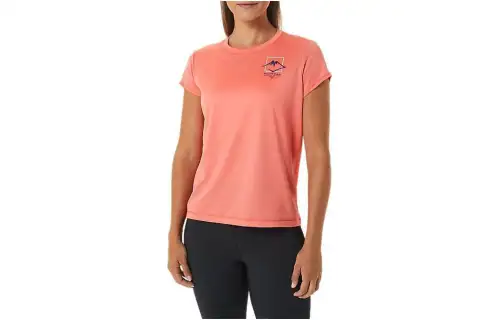 ASICS FUJITRAIL T Shirts Women's Papaya Crew Neck Moderate Straight Fit