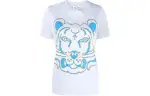 KENZO SS22 Neon Tiger Print Pullover Short Sleeved T Shirt Women's White Blue