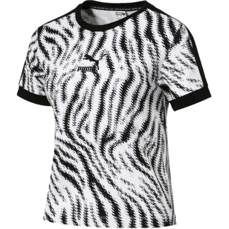 PUMA MMQ T-Shirts Women's Black Crew Neck Moderate Nipped-in Waist