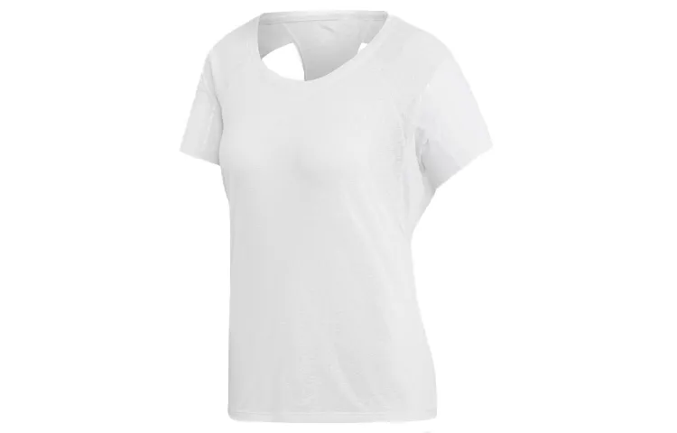 Adidas T-Shirts Women's White Crew Neck Moderate Straight Fit
