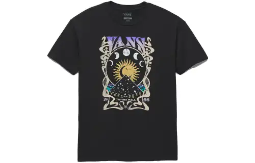 Vans T Shirts Women's Black Crew Neck Moderate Straight Fit