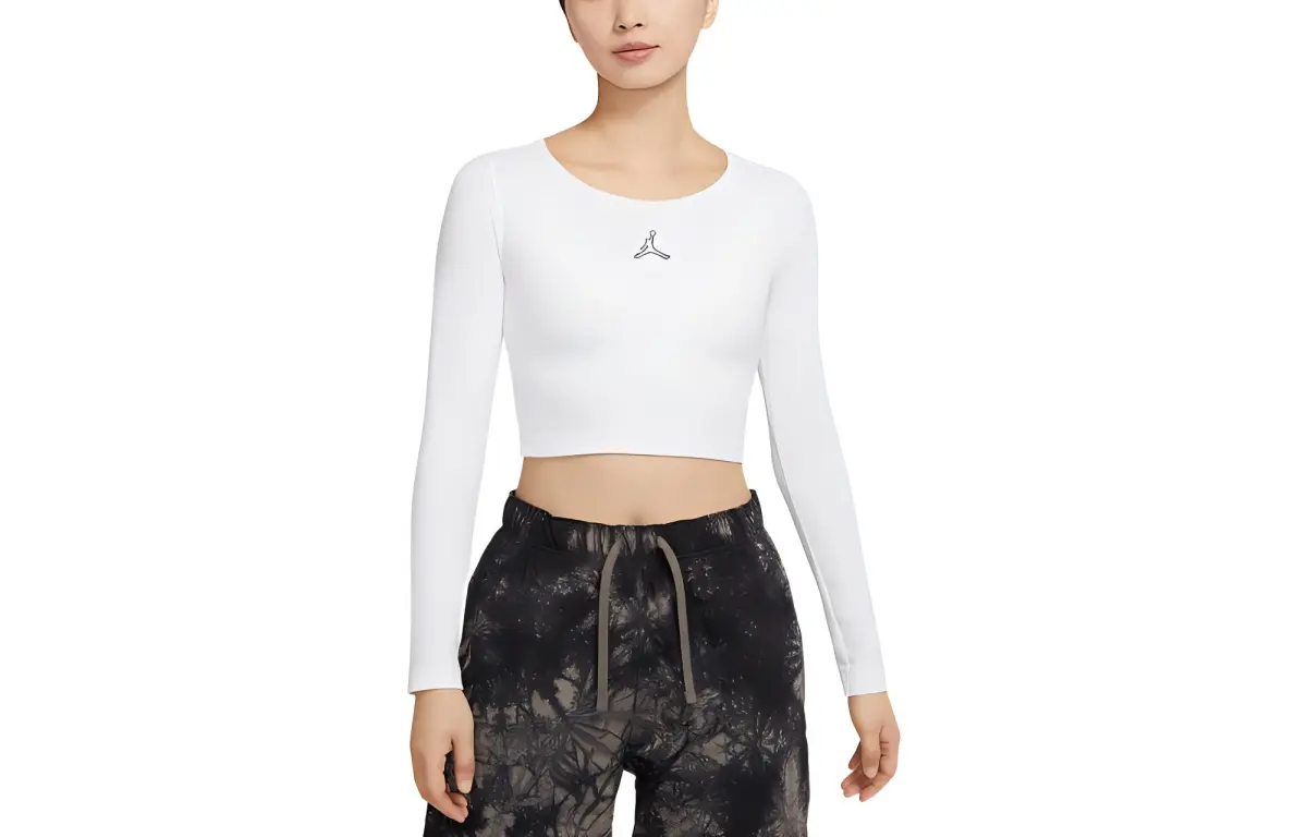 Jordan Flight Crop Tops Women's White Crew Neck Moderate