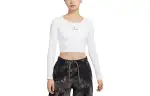 Jordan Flight Crop Tops Women's White Crew Neck Moderate