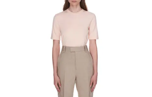 Bottega Veneta T Shirts Women's Pink Crew Neck Moderate