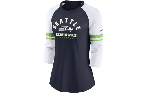 Nike T Shirts Women's Marine Blue Crew Neck Moderate Straight Fit