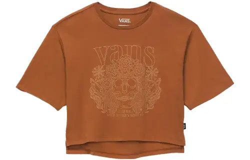 Vans Petal Pusher T Shirts Women's Mocha Crew Neck Moderate Straight Fit