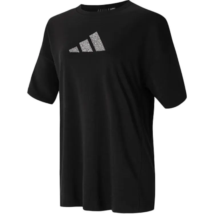 Adidas T-Shirts Women's Black Crew Neck Moderate Straight Fit
