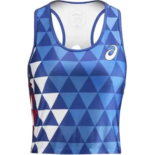 ASICS Tank Tops Women's Blue U Neck Moderate Racerback