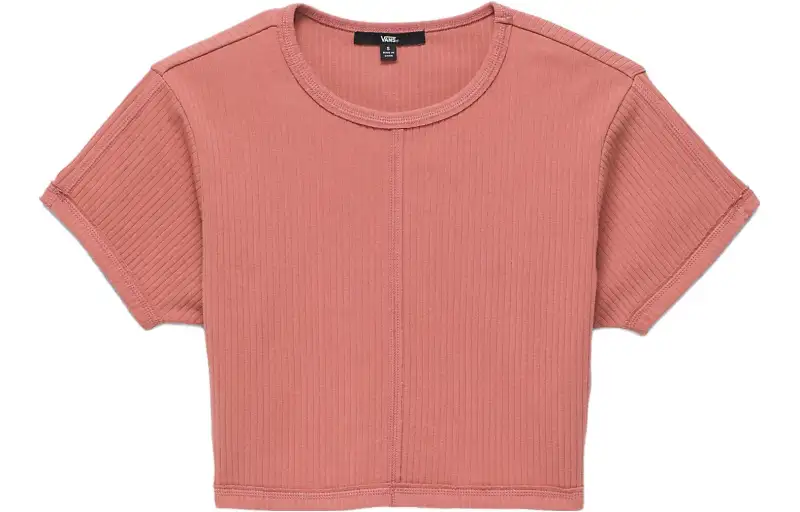 Vans T Shirts Women's Pink Crew Neck Moderate Straight Fit