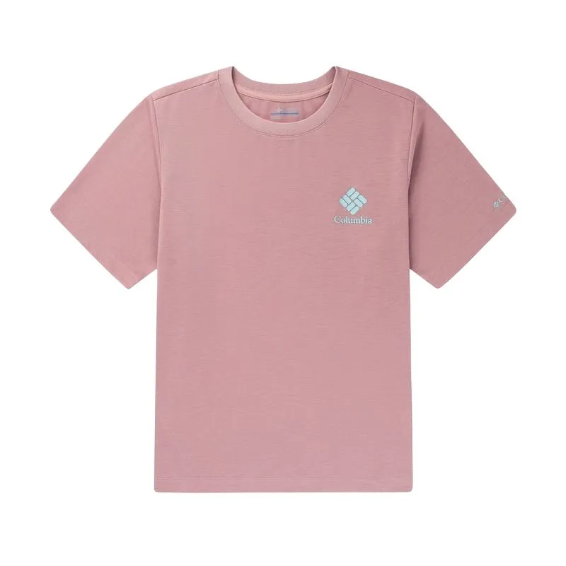 Columbia T-Shirts Women's Pink-659 Crew Neck Moderate Straight Fit