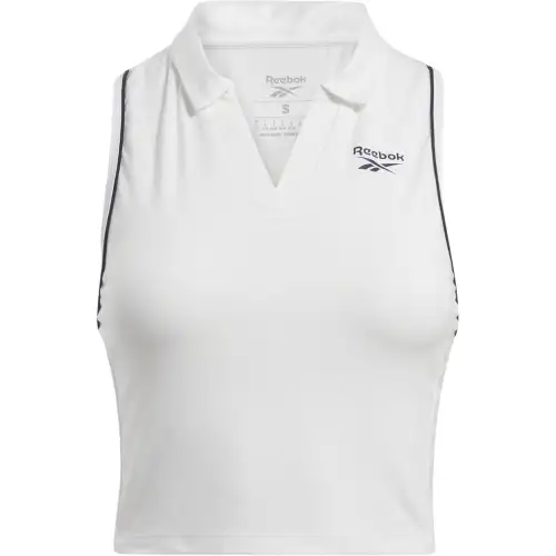 Reebok Tank Tops Women's White Pointed Collar Moderate Racerback