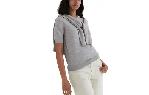 UNIQLO T Shirts Women's Smoke Gray Crew Neck Moderate Straight Fit