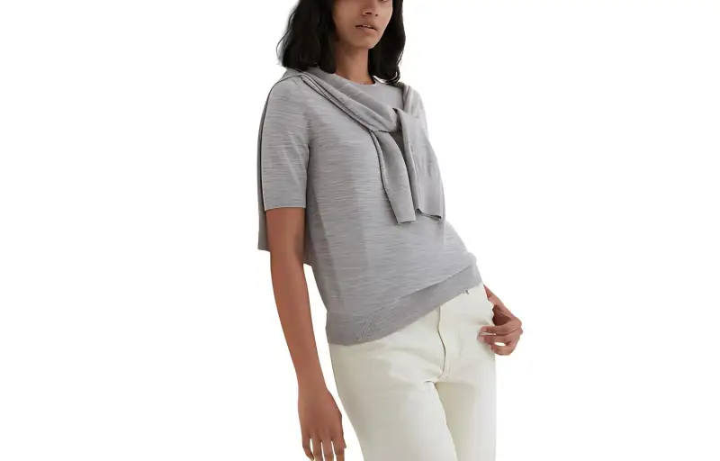 UNIQLO T Shirts Women's Smoke Gray Crew Neck Moderate Straight Fit