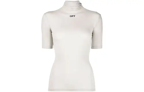 OFF-WHITE logo-print mock-neck top