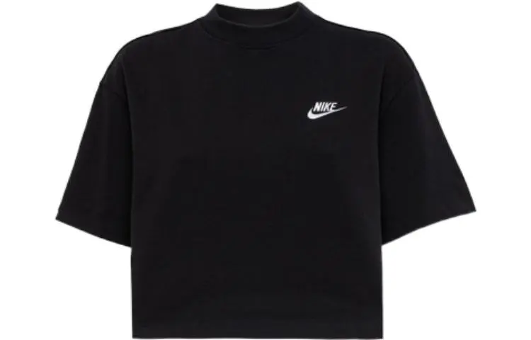 Nike Crop Tops Women's Black Crew Neck Moderate