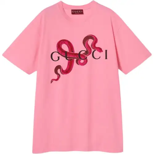 GUCCI T Shirts Women's Pink Crew Neck Moderate