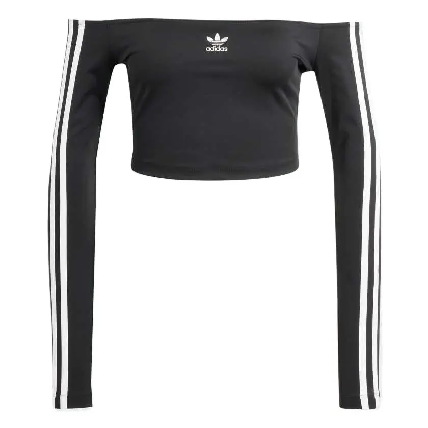 Adidas Women's Adicolor Off Shoulder Long Sleeve Long Sleeve Top Black