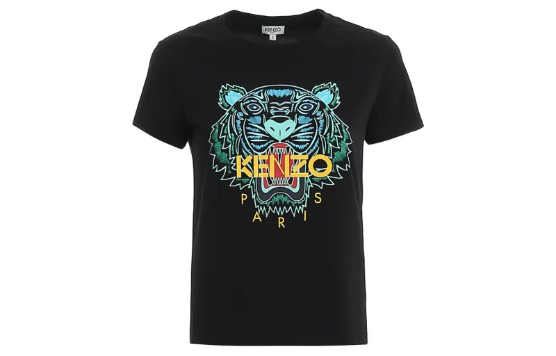 KENZO Classic Tiger Head T Shirts Women's Black Crew Neck Moderate Other