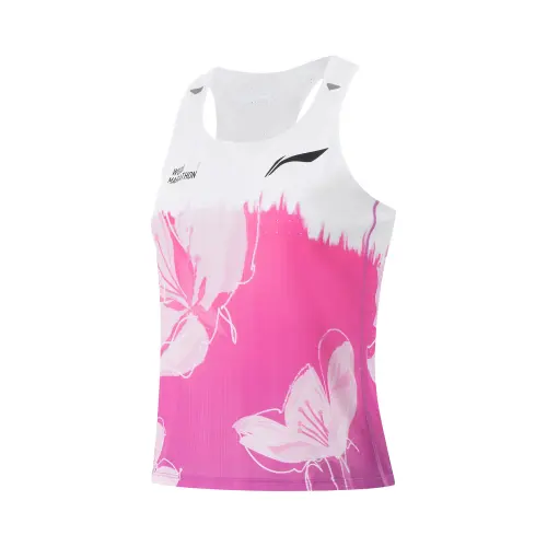 Li Ning Running Collection Running Tank Top Women's Standard White/Fluorescent Rose Purple/Fluorescent Numbers Pink