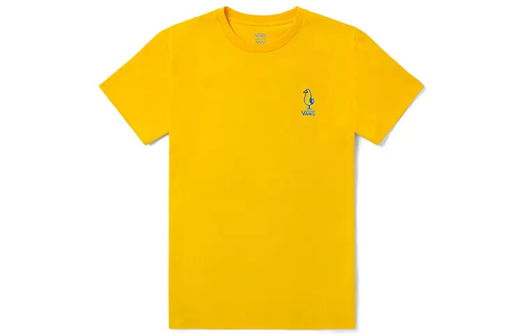 Vans T Shirts Women's Yellow Crew Neck Moderate Mock Two Piece